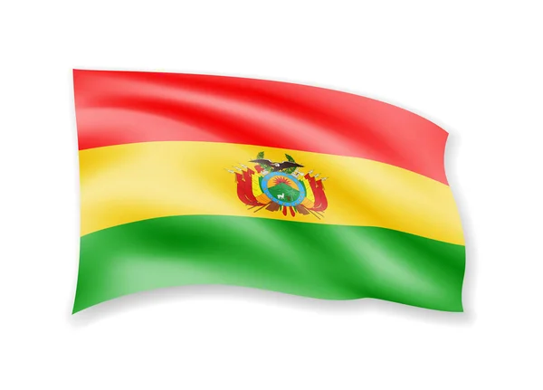 Schwenkt die bolivianische Flagge auf weiß. Flagge im Wind. — Stockvektor