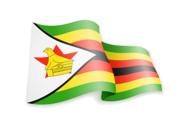 Zimbabwe rüzgarda savruluyor. Beyaz vektör illüstrasyonunda bayrak