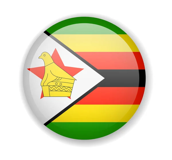 Zimbabwe flagga runda ljus ikon på en vit bakgrund — Stock vektor