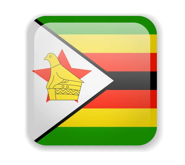 Zimbabwe flag bright square icon on a white background — 스톡 벡터