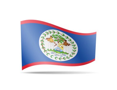 Rüzgarda Belize bayrağını sallıyor. Beyaz vektör çiziminde bayrak
