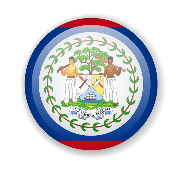 Belize bandiera rotonda icona luminosa su uno sfondo bianco — Vettoriale Stock