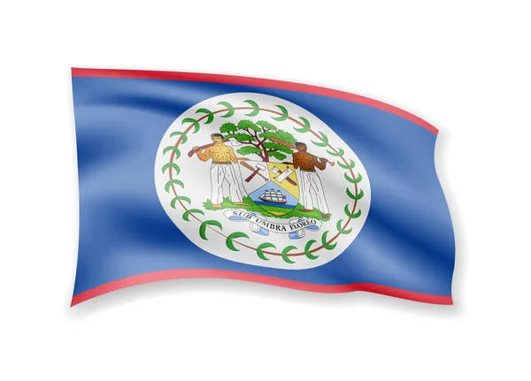 Waving Belize flag on white. Flag in the wind. — Stock Vector