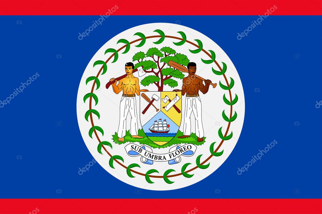 Belize flag. Sovereign state flag of Belize