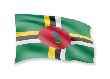 Dominika bayrağını beyaza sallıyor. Rüzgarda bayrak.