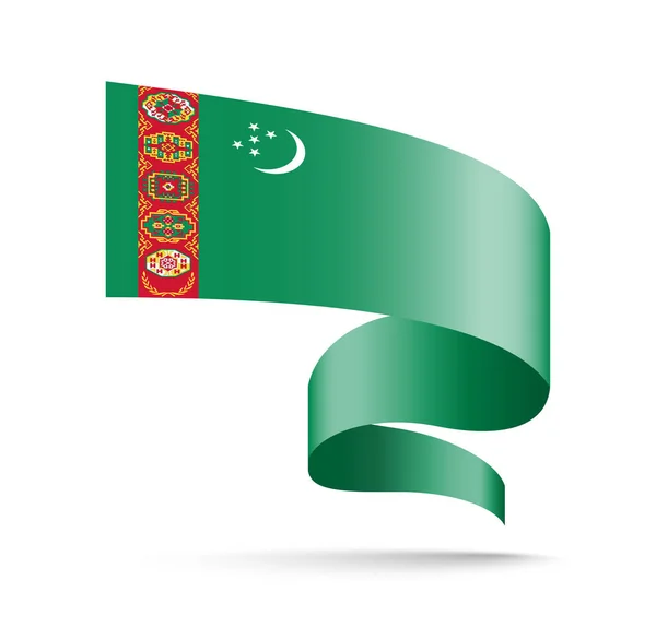 Turkmenistan flagge in form von wellenband. — Stockvektor
