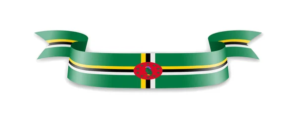 Dominica flagga i form av Wave Ribbon. — Stock vektor