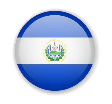 El Salvador bayrağı beyaz arka plan üzerinde parlak simge yuvarlak