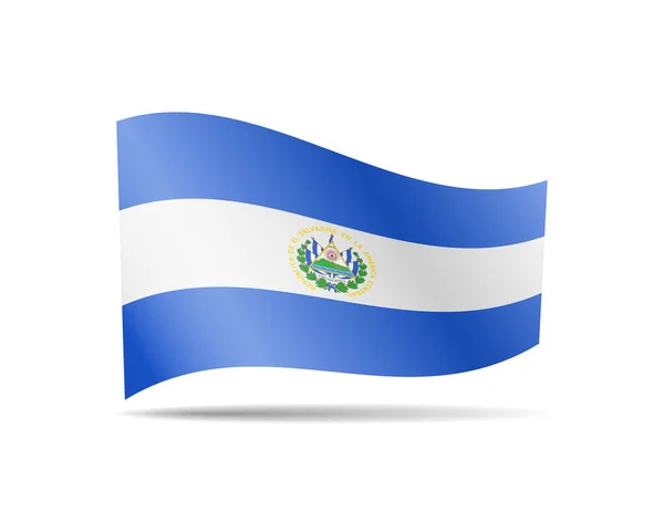 Rüzgarda El Salvador bayrağını sallıyor. Beyaz vektör çiziminde bayrak — Stok Vektör