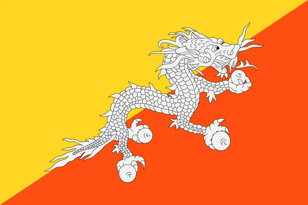 Bhutská vlajka. Vlajka Bbhutna svrchovaného státu — Stockový vektor