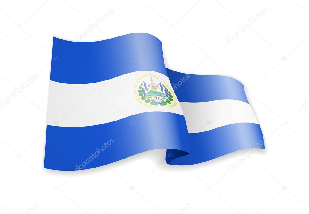 El Salvador flag in the wind. Flag on white vector illustration