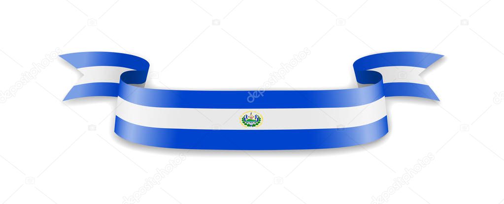 El Salvador flag in the form of wave ribbon.