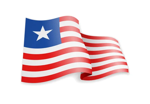 Liberia bandera en el viento. Bandera en la ilustración del vector blanco — Archivo Imágenes Vectoriales