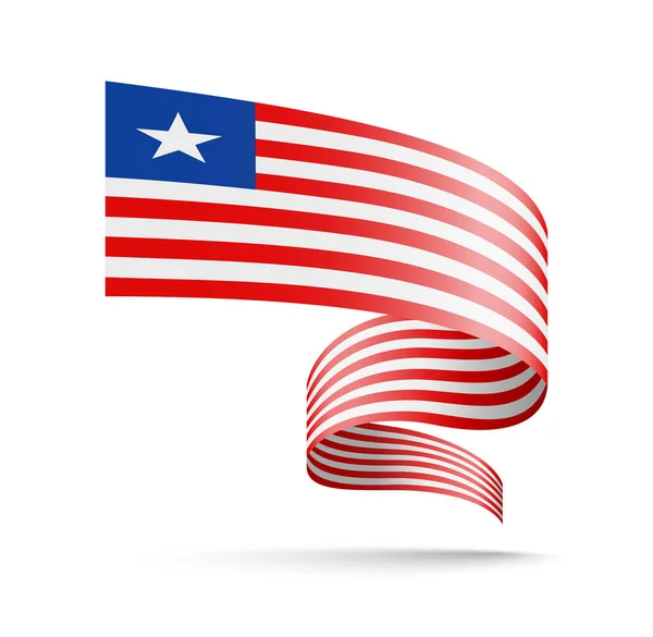 Bandeira da Libéria sob a forma de fita de onda . — Vetor de Stock
