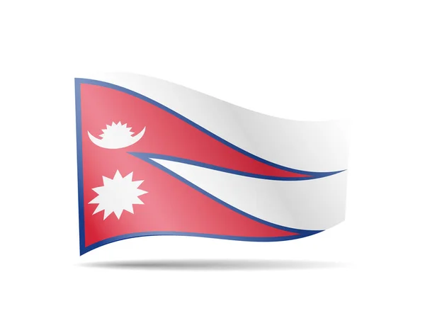 Ondeando la bandera de Nepal en el viento. Bandera en la ilustración del vector blanco — Vector de stock