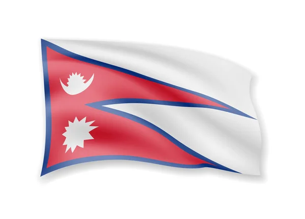Ondeando la bandera de Nepal en blanco. Bandera en el viento . — Archivo Imágenes Vectoriales