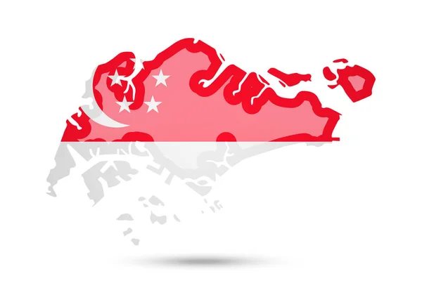 新加坡国旗和白色背景的国家轮廓. — 图库矢量图片