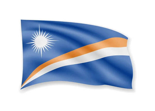Acenando bandeira das Ilhas Marshall em branco. Bandeira ao vento . —  Vetores de Stock