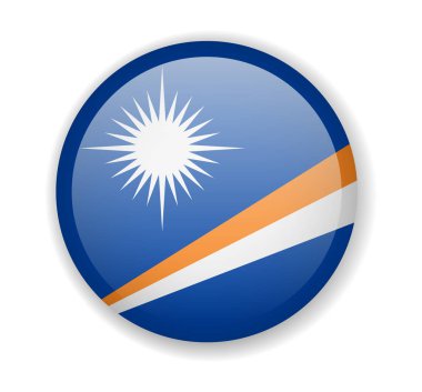 Marshall Adaları bayrak yuvarlak parlak simgesi beyaz bir arka plan üzerinde