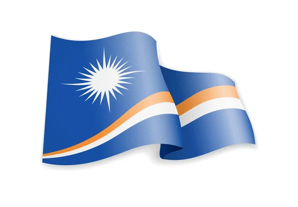 Η σημαία των Νήσων Μάρσαλ στον άνεμο. Σημαία στην απεικόνιση λευκού φορέα — Διανυσματικό Αρχείο