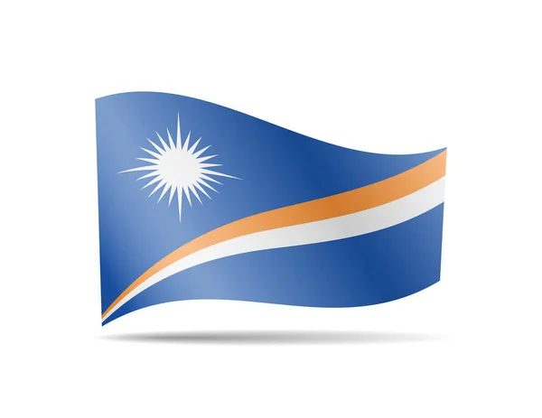 Κουνώντας τη σημαία των Νήσων Μάρσαλ στον άνεμο. Σημαία στην απεικόνιση λευκού φορέα — Διανυσματικό Αρχείο