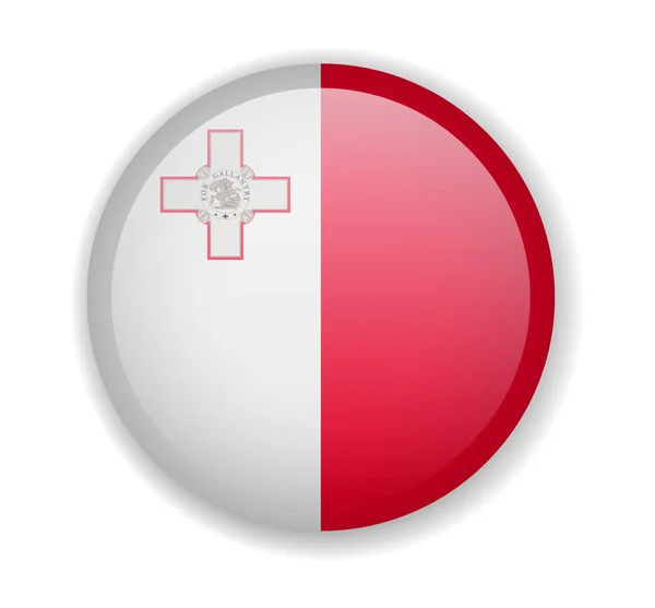 Malta flaga okrągła jasna ikona na białym tle — Wektor stockowy