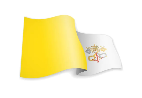 Drapeau du Vatican dans le vent. Drapeau sur l'illustration vectorielle blanche — Image vectorielle