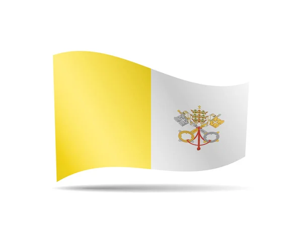 Agitant le drapeau du Vatican dans le vent. Drapeau sur l'illustration vectorielle blanche — Image vectorielle