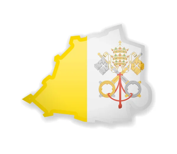 梵蒂冈国旗和白色背景的国家轮廓. — 图库矢量图片