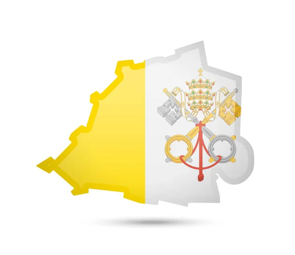 Drapeau du Vatican et contour du pays sur fond blanc . — Image vectorielle