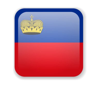 Beyaz arka plan üzerinde Liechtenstein bayrağı parlak kare simgesi