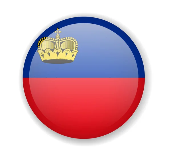 Bandera de Liechtenstein redonda icono brillante sobre un fondo blanco — Vector de stock