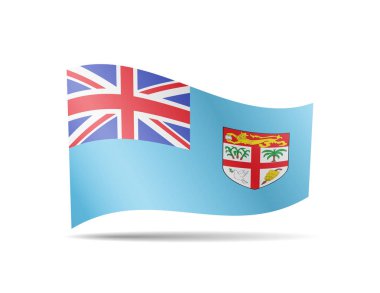 Rüzgarda Fiji bayrağını sallıyor. Beyaz vektör çiziminde bayrak