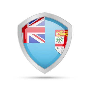 Beyaz arka planda Fiji bayrağı olan kalkan.