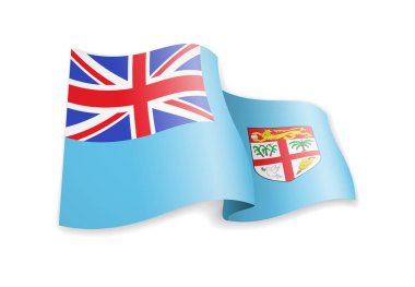 Rüzgarda Fiji bayrağı. Beyaz vektör çiziminde bayrak