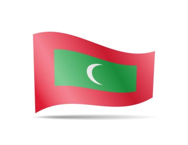 Rüzgarda Maldivler bayrağını sallıyor. Vektör çizimi