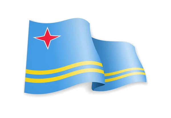 Bandera de Aruba en el viento. Bandera en la ilustración del vector blanco — Archivo Imágenes Vectoriales