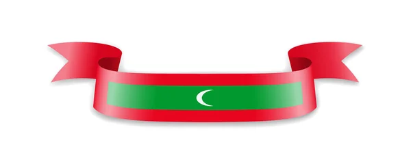 Maldív-szigetek zászlaja formájában hullám szalag. — Stock Vector