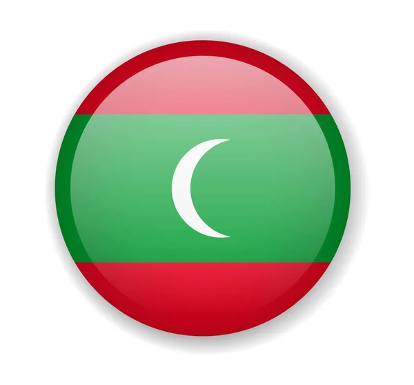 Maldív-szigetek zászló. Kerek fényes ikon fehér alapon — Stock Vector