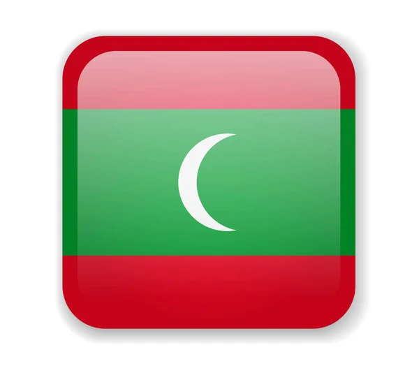 Maldív-szigetek zászló. Négyszögletes ikon fehér alapon — Stock Vector