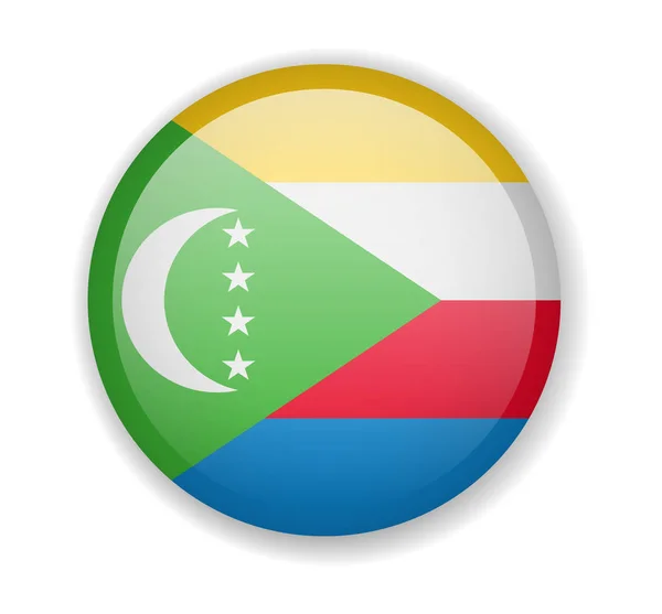 Comore-szigetek zászló kerek világos ikon-ra egy fehér háttér — Stock Vector