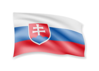 Slovakya bayrağını beyaza sallıyor. Rüzgarda bayrak.