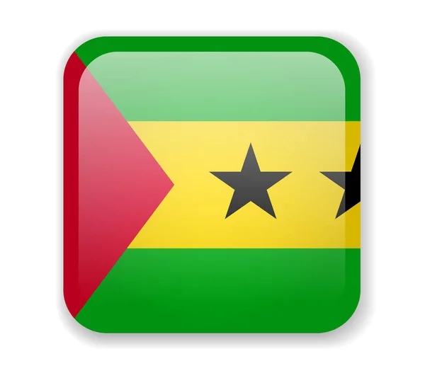 Sao Tome en principe vlag. Helder vierkant pictogram op een witte achtergrond — Stockvector