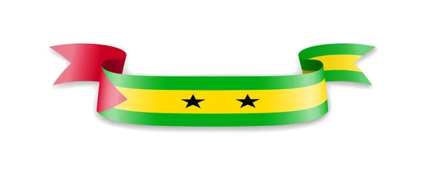 Sao Tome och Principe flagga i form av Wave Ribbon. — Stock vektor