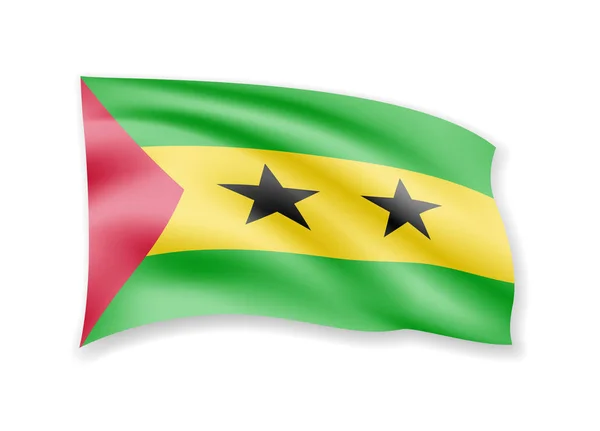 Schwenken sao tome und principe flag auf weiß. Flagge im Wind. — Stockvektor