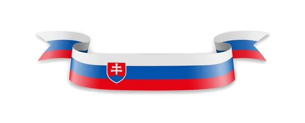 Slovakia flag in the form of wave ribbon. — Stock Vector