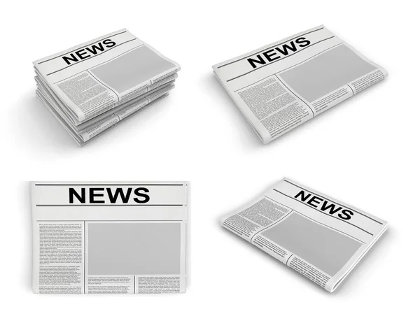 Newspaper collection on a white background. — Stock Photo, Image