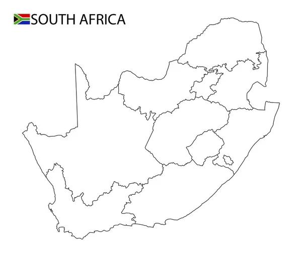 Südafrika Karte Schwarz Weiß Detaillierte Umrisse Der Regionen Des Landes — Stockvektor