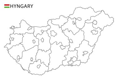 Macaristan haritası, ülkenin siyah beyaz ana hatları.