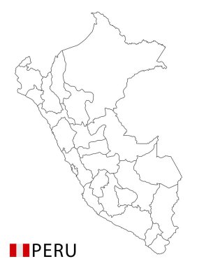 Peru map, black and white detailed outline regions of the country. clipart